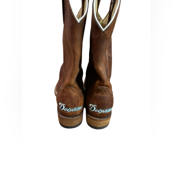 Miami dolphins official NFL cowboy boots. Size 8 leather - Picture 3 of 6